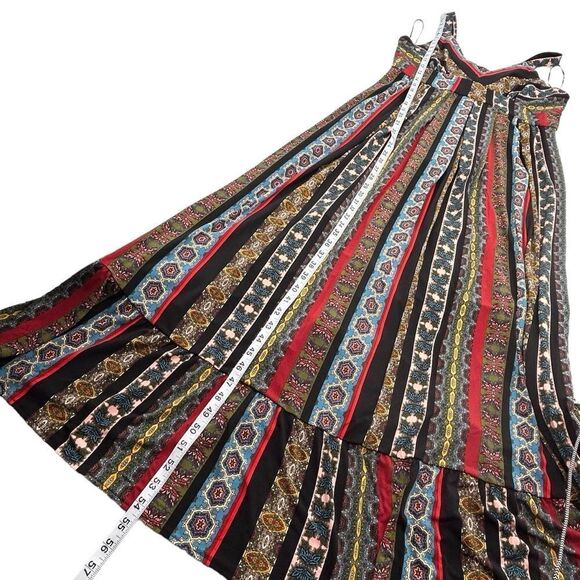 NWT Tahari black printed boho ruffle maxi dress size medium - Picture 8 of 10